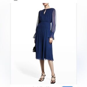 Jason Wu Deep Blue Silk Midi Skirt